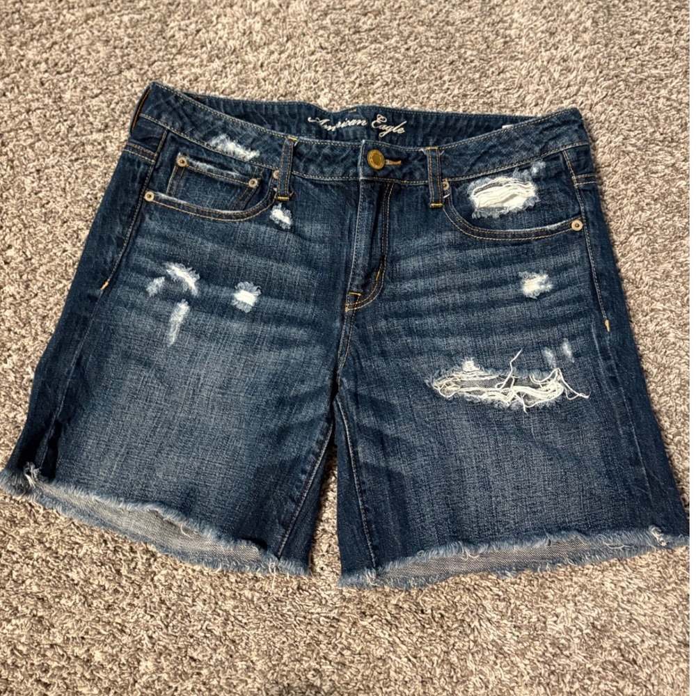2010 American Eagle Distressed Denim Cut Off Shorts Women Size 10 FIT is 12-14
